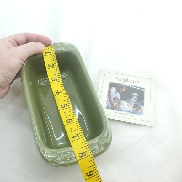 Longaberger 3162060 Sage Woven Traditions Ceramic Glossy Loaf Dish Small - Picture 5 of 10